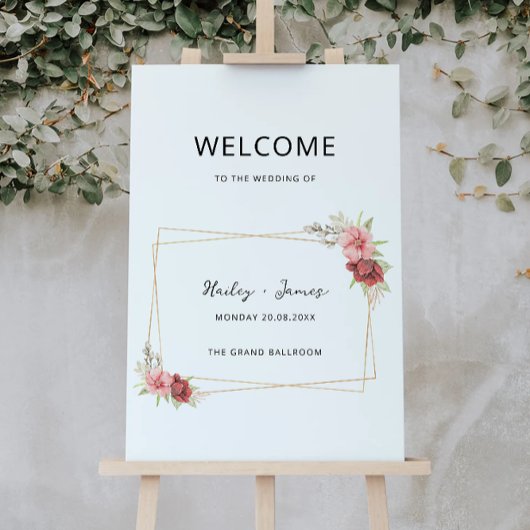 Affiche de bienvenue Mariage rose