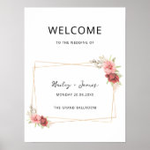 Affiche de bienvenue Mariage rose (Devant)