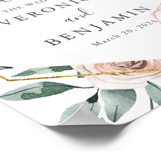 Affiche de bienvenue Mariage Rose Boho (Coin)