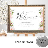 Affiche de bienvenue Mariage rose chic et or Rose