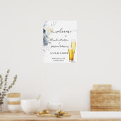 Affiche de bienvenue Mariage Rose Couples aquarell (Cuisine)