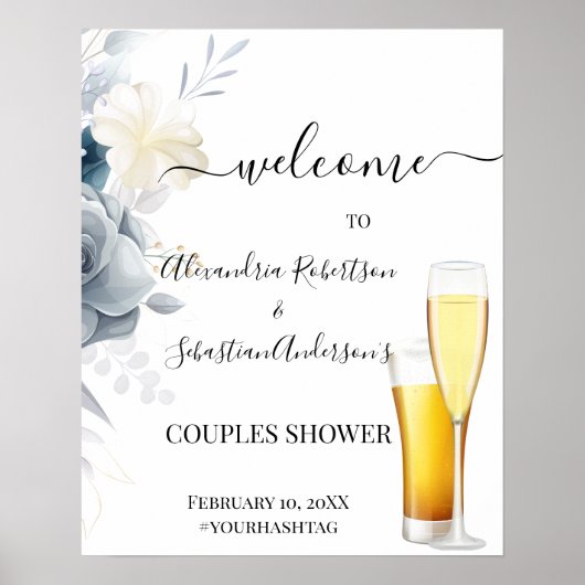 Affiche de bienvenue Mariage Rose Couples aquarell (Devant)