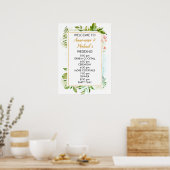 Affiche de bienvenue Mariage rose et verte (Cuisine)