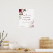Affiche de bienvenue Mariage Rose florale (Cuisine)