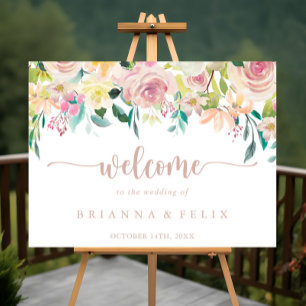 Affiche de bienvenue Mariage rose Gold Spring Flor