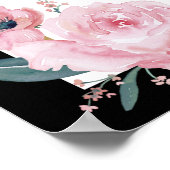 Affiche de bienvenue Mariage rose noir bleu or flo (Coin)