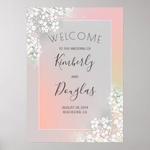 Affiche de bienvenue Mariage rose pâle du souffle