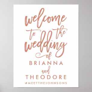 Affiche de bienvenue Mariage Rose par lettres à ma