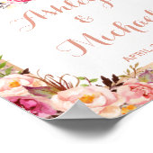 Affiche de bienvenue Mariage rose Parties scintill (Coin)