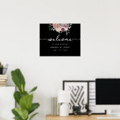 Affiche de bienvenue Mariage rose rustique noir (Bureau à domicile)