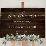 Affiche de bienvenue Mariage Rustic Faux Wood<br><div class="desc">Ce panneau d'accueil en faux bois est parfait pour un mariage rustique ou des événements similaires.</div>