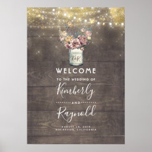 Affiche de bienvenue Mariage Rustic Mauve et Gold