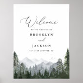 Affiche de bienvenue Mariage Rustic Mountain Pine (Devant)