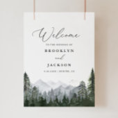 Affiche de bienvenue Mariage Rustic Mountain Pine