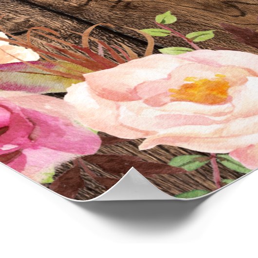 Affiche de bienvenue Mariage Rustic String Lights (Coin)