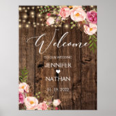 Affiche de bienvenue Mariage Rustic String Lights (Devant)