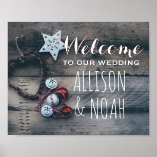 Affiche de bienvenue Mariage Rustic Winter Holiday