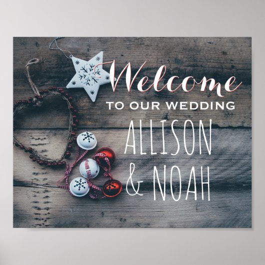 Affiche de bienvenue Mariage Rustic Winter Holiday (Devant)