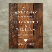 Affiche de bienvenue Mariage Rustic Wood Grange