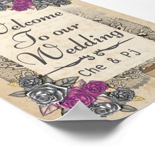 Affiche de bienvenue Mariage rustique (Coin)