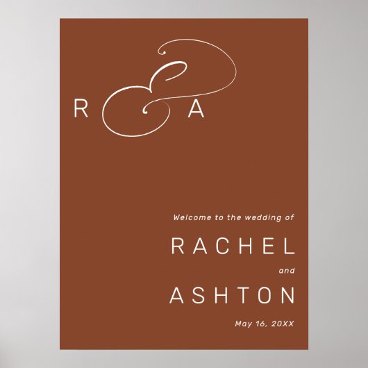 Affiche de bienvenue Mariage rustique en terre cui (Devant)