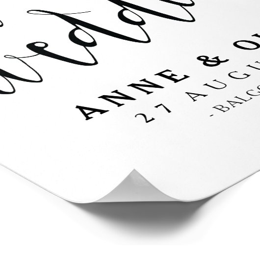 Affiche de bienvenue Mariage rustique noir et blan (Coin)