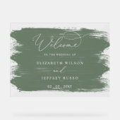 Affiche de bienvenue Mariage Sage Brush Strokes (Recto)