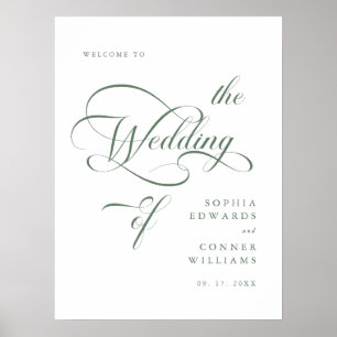 Affiche de bienvenue Mariage Sage Green Elegant Cl