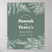 Affiche de bienvenue Mariage Sage Green Fern Woodl (Devant)