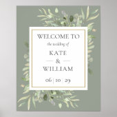 Affiche de bienvenue Mariage Sage Green Green (Devant)