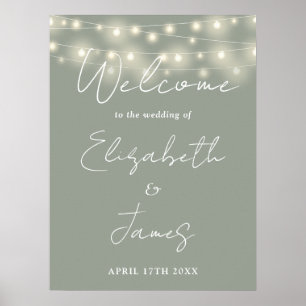 Affiche de bienvenue Mariage Sage Green String Lig