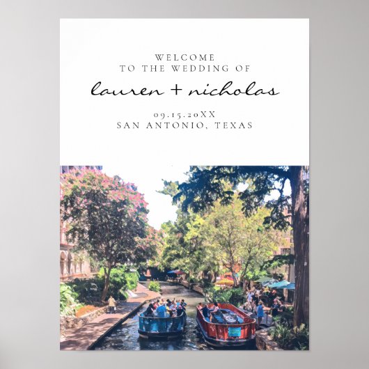 Affiche de bienvenue Mariage San Antonio Riverwalk (Devant)