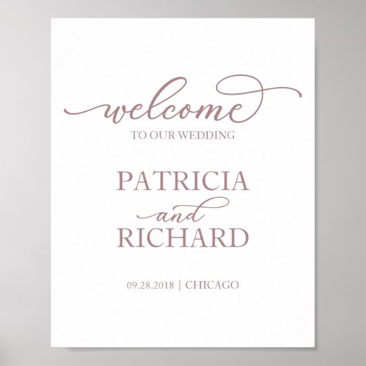 Affiche de bienvenue mariage | Script or Rose simp (Devant)