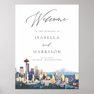 AFFICHE DE BIENVENUE Mariage SEATTLE Watercolor Sk