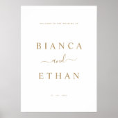 Affiche de bienvenue Mariage simple | Blanc et or (Devant)