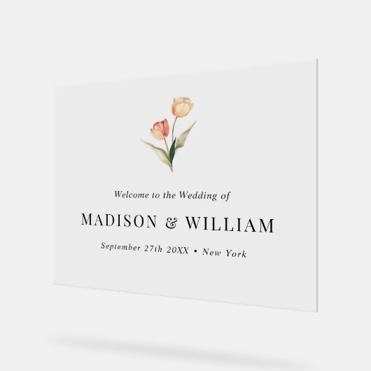 Affiche de bienvenue Mariage simple classique élég (Angle)