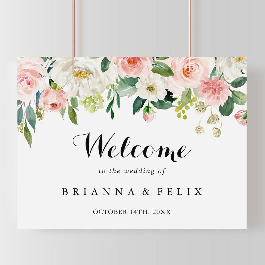 Affiche de bienvenue Mariage simple de feuillage v