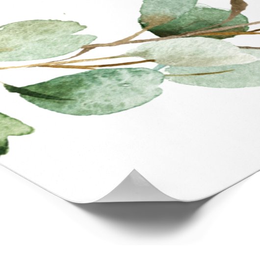 Affiche de bienvenue Mariage simple Eucalyptus Gre (Coin)