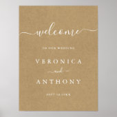 Affiche de bienvenue Mariage simple Faux Rustic Kr (Devant)
