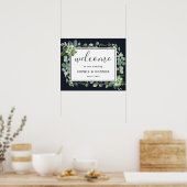 Affiche de bienvenue Mariage Succulent Bleu minuit (Cuisine)