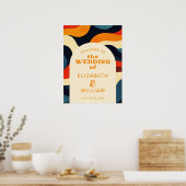 Affiche de bienvenue Mariage super couleur rétro W (Cuisine)