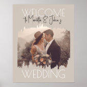 Affiche de bienvenue Mariage Taupe moderne photo p (Devant)