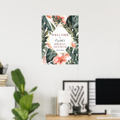 Affiche de bienvenue mariage Tropical Floral Gold (Bureau à domicile)