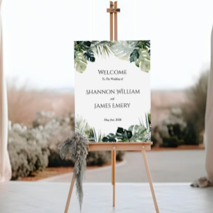 Affiche de bienvenue Mariage tropicale - Thème bot