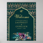 Affiche de bienvenue Mariage turquoise Gold Anand (Devant)