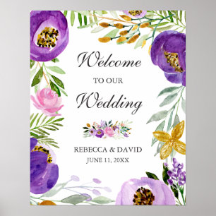Affiche de bienvenue Mariage UlUV Rose or Floral