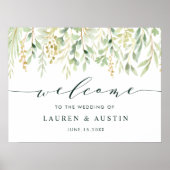 Affiche de bienvenue Mariage végétale du feuillage (Devant)