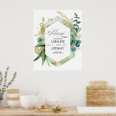 Affiche de bienvenue Mariage végétale verte (Cuisine)