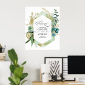 Affiche de bienvenue Mariage végétale verte (Bureau à domicile)