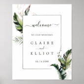Affiche de bienvenue Mariage vert de feuillage tro (Devant)
